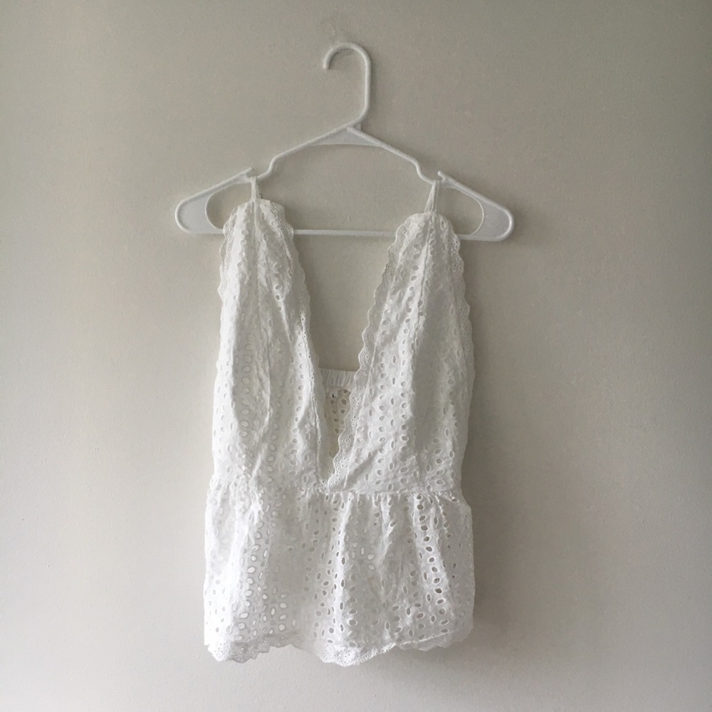 Lacey, low cut white tank